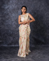 Off White Pre Draped Saree