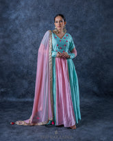 Sky blue & Pink Anarkali