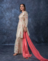 Cream White Sharara Set