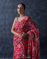Floral Pre-draped Saree Set