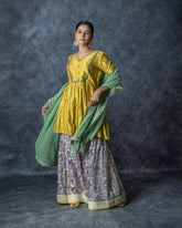 Lemon Yellow Peplum & Sharara Set