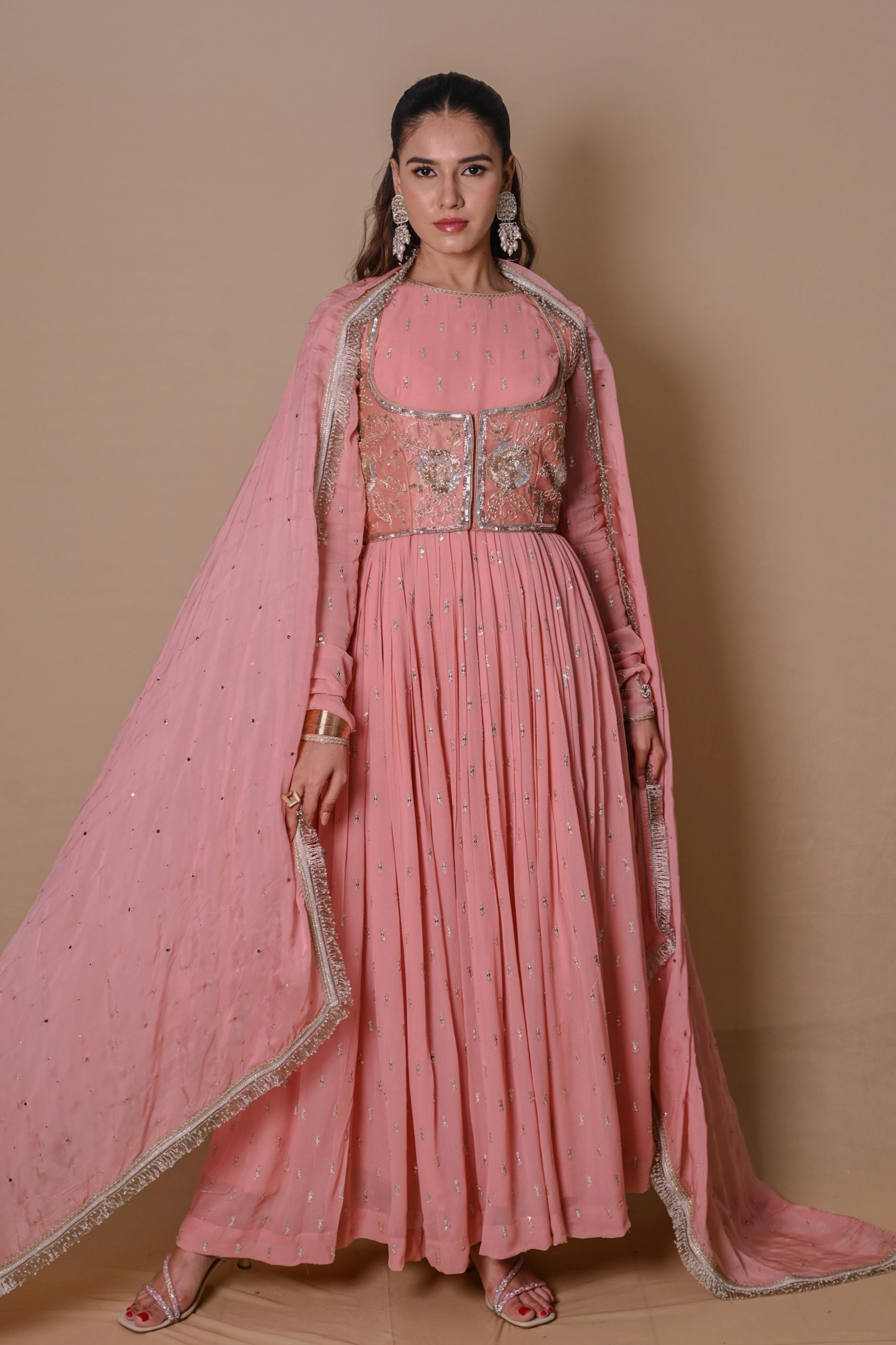 anarkali dress with long jacket Anarkali Gown With Jacket