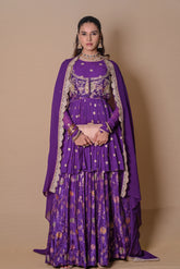Purple floral lehenga & jacket set