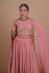 Peach Sequins embellished Lehenga & Jacket set-4