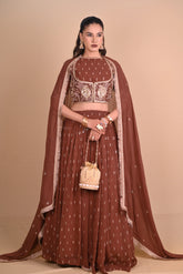 Mocha Brown Lehenga & Jacket Set