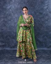 Floral Fern Green Sharara Set