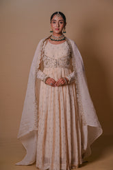 Ivory white Anarkali & Jacket set