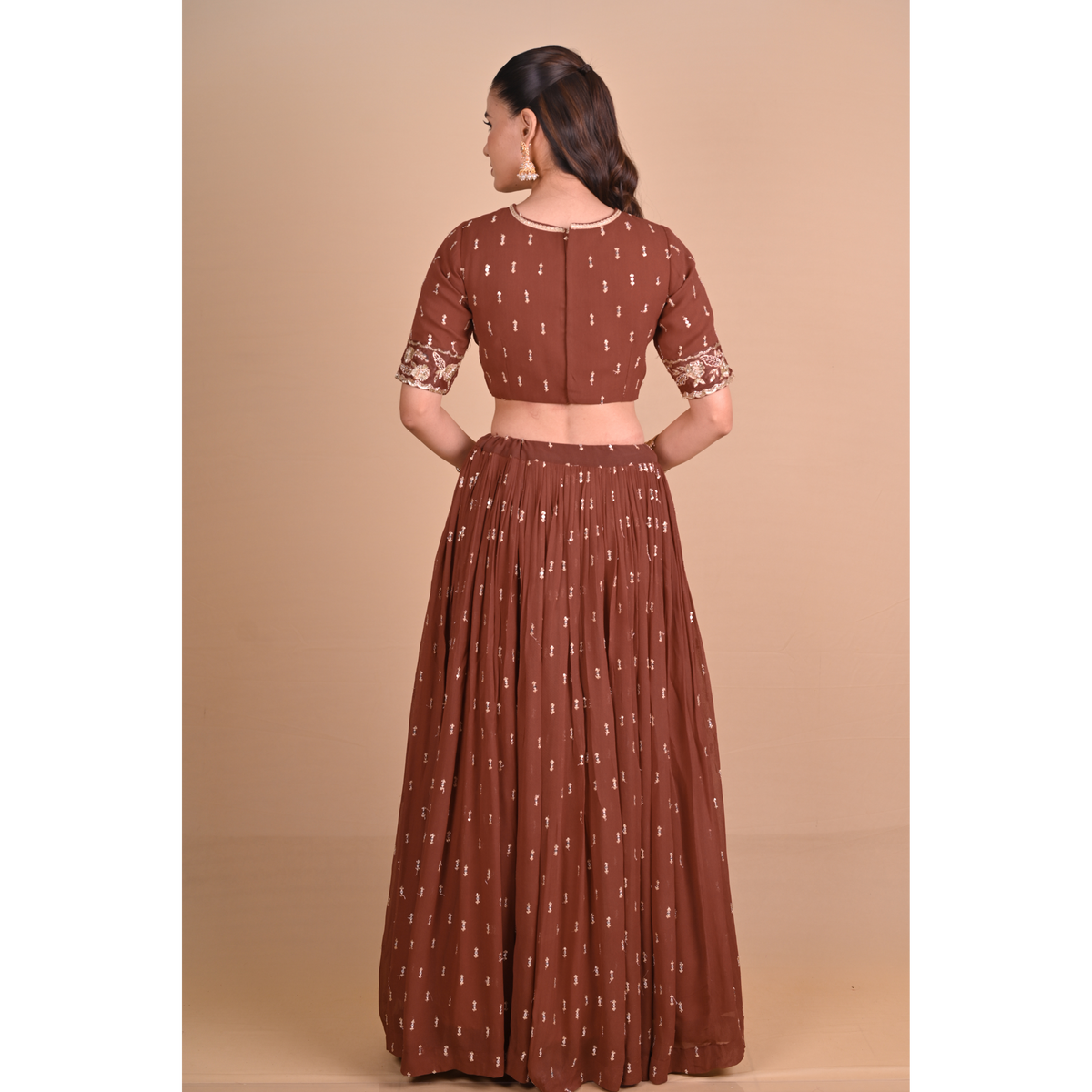 Mocha Brown Lehenga & Jacket Set