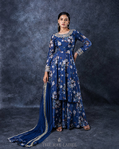 Navy Blue Sharara Set