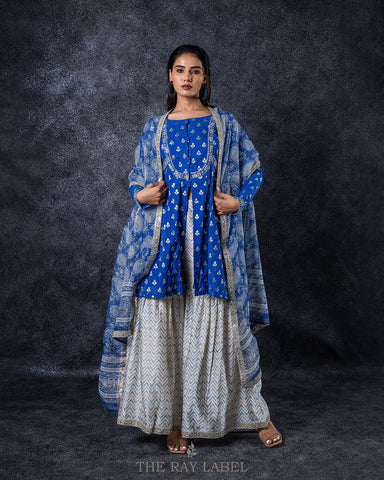 Indigo blue Sharara Set