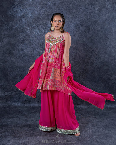 Fuchsia Pink Top And Palazzo Set