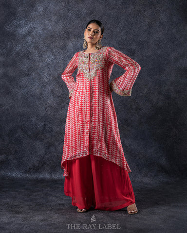 Crimson Red Jacket Kurta Set