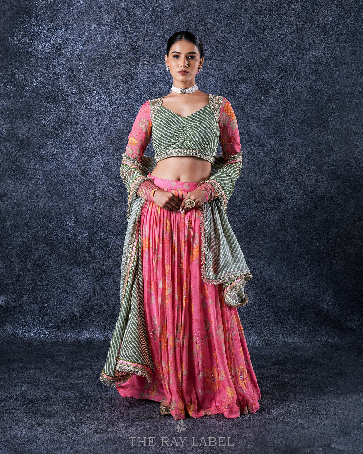 Pink Floral Lehenga Set