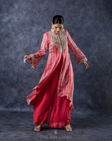 Crimson Red Jacket Kurta Set