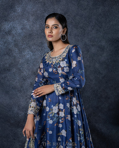 Navy Blue Sharara Set