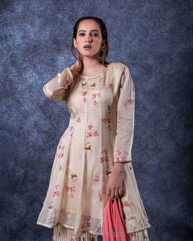 Cream White Sharara Set