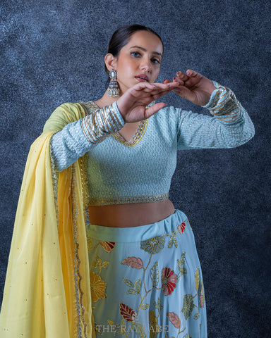Sky Blue Georgette Lehenga Set