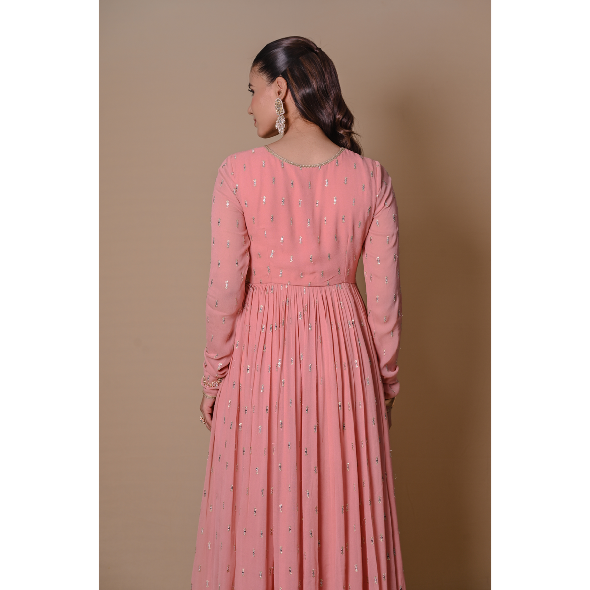Peach Anarkali & jacket set