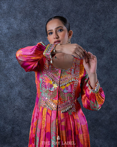Multi Print Jacket-Kurta Set