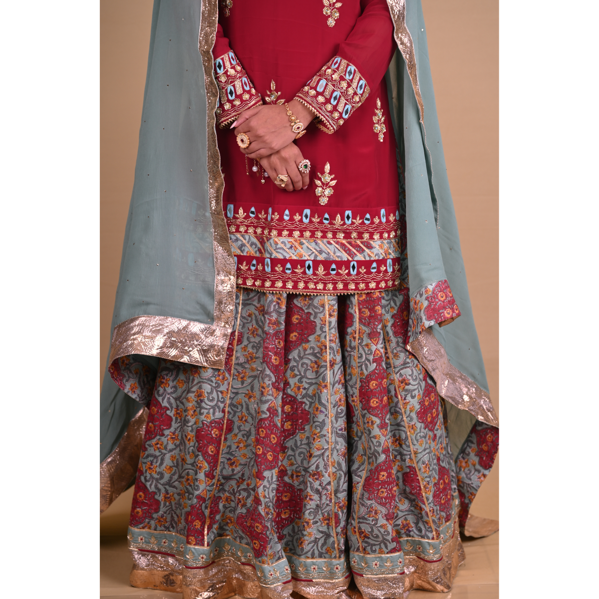 Maroon Begum lehenga set