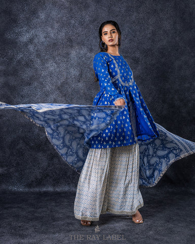 Indigo blue Sharara Set
