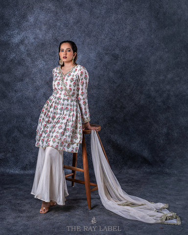 Offwhite Block Printed Sharara Set