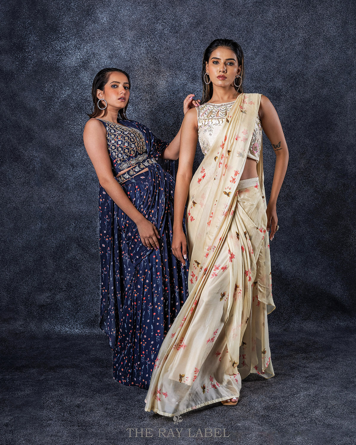 Off White Pre Draped Saree