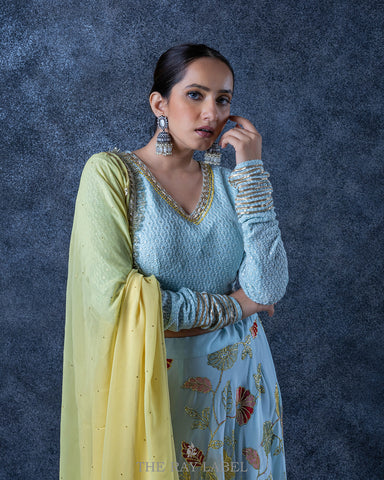 Sky Blue Georgette Lehenga Set