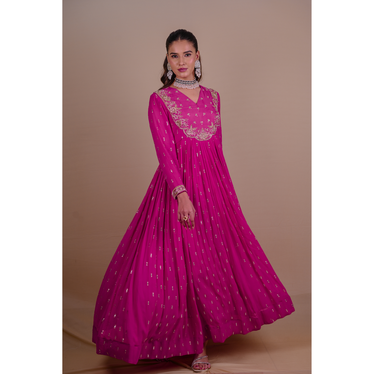 Rani Pink Anarkali set
