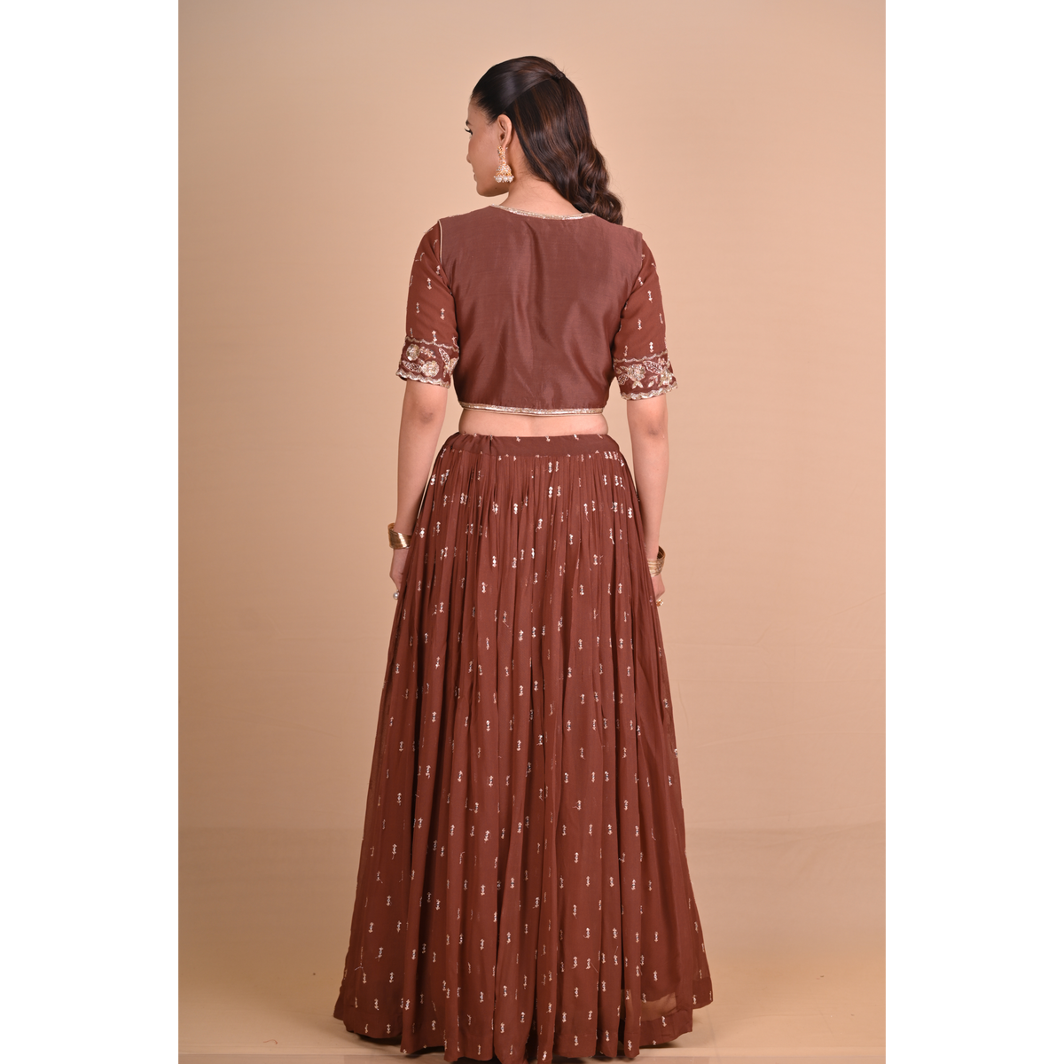 Mocha Brown Lehenga & Jacket Set