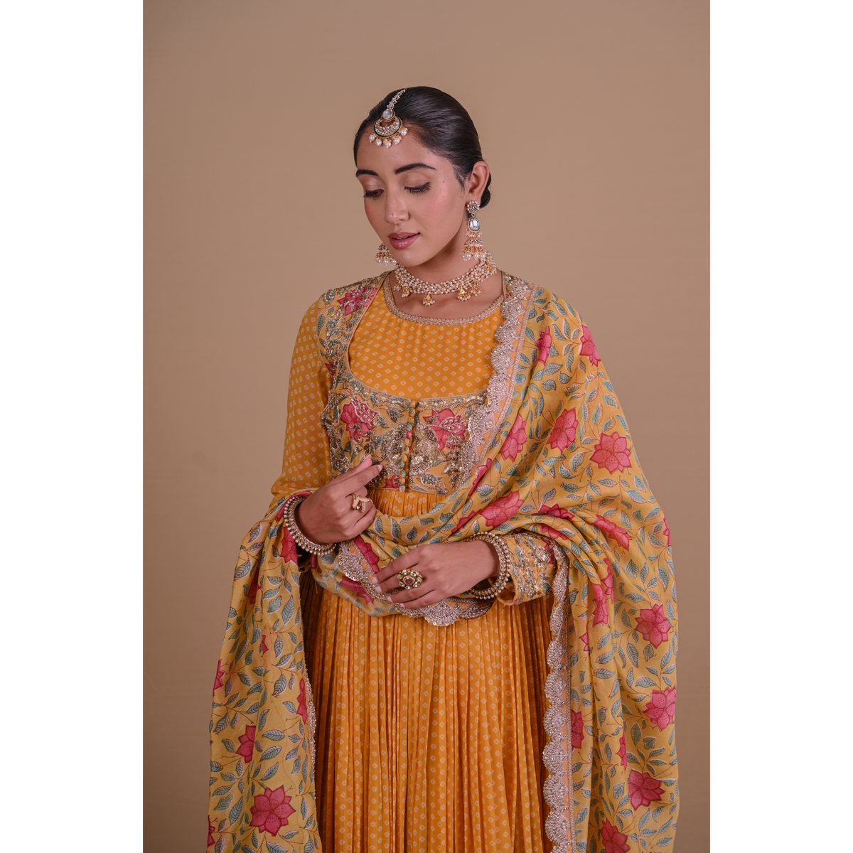 Yellow Anarkali & Jacket set