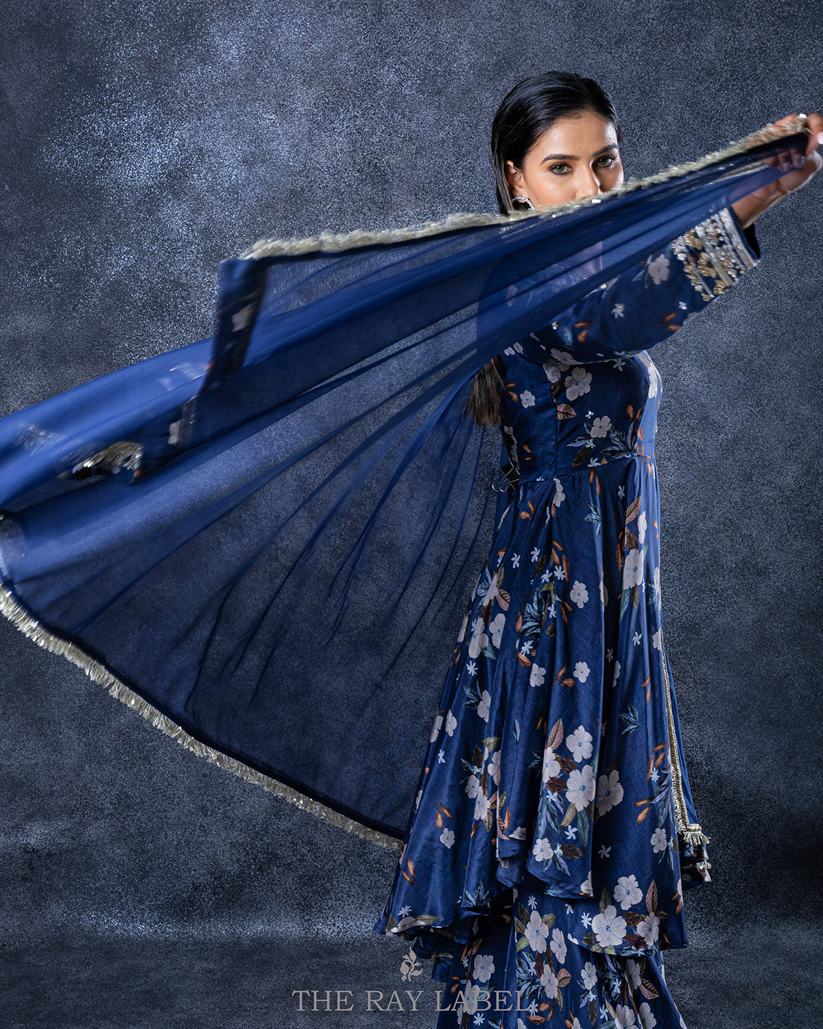 Navy Blue Sharara Set