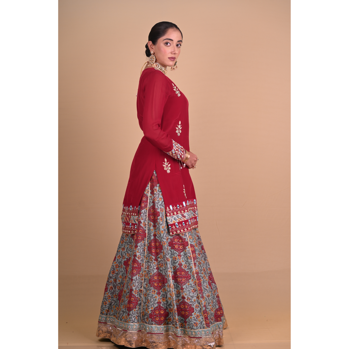 Maroon Begum lehenga set