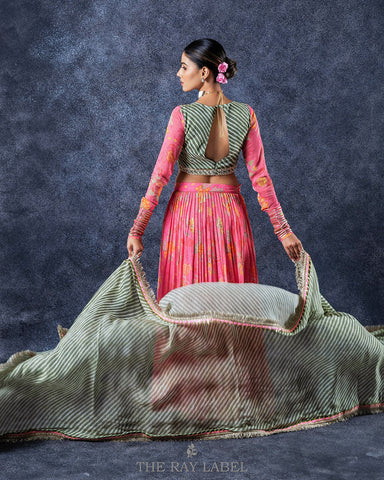 Pink Floral Lehenga Set