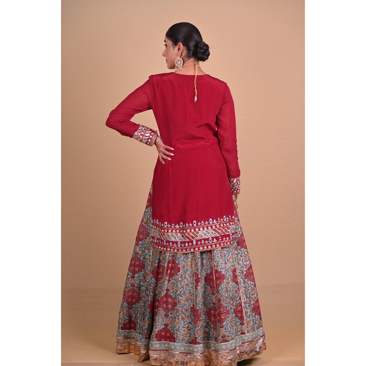 Maroon Begum lehenga set