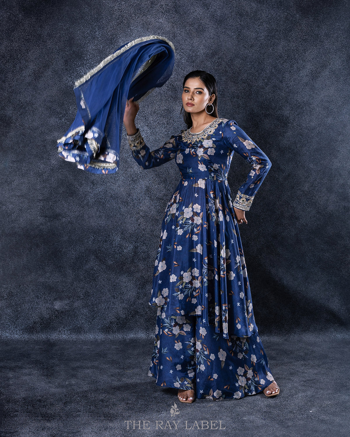 Navy Blue Sharara Set