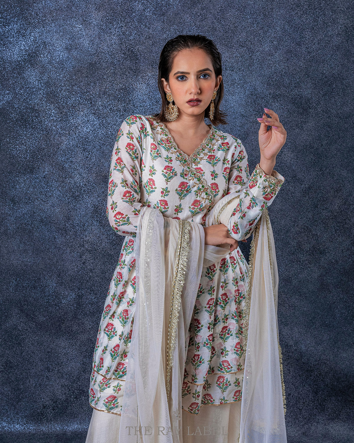 Offwhite Block Printed Sharara Set