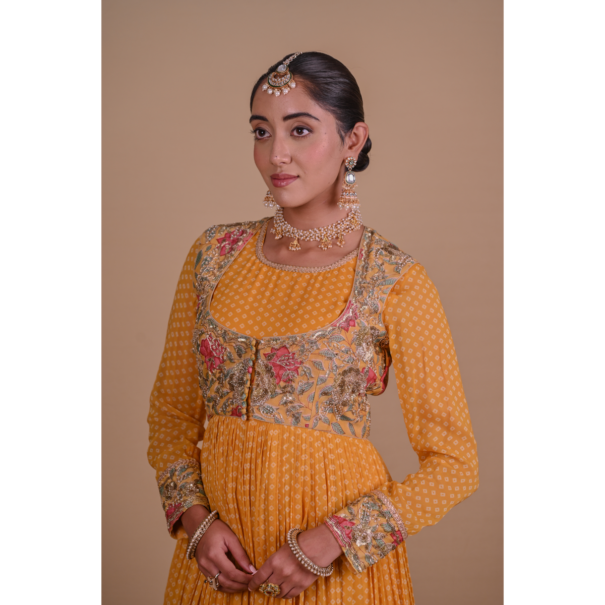 Yellow Anarkali & Jacket set