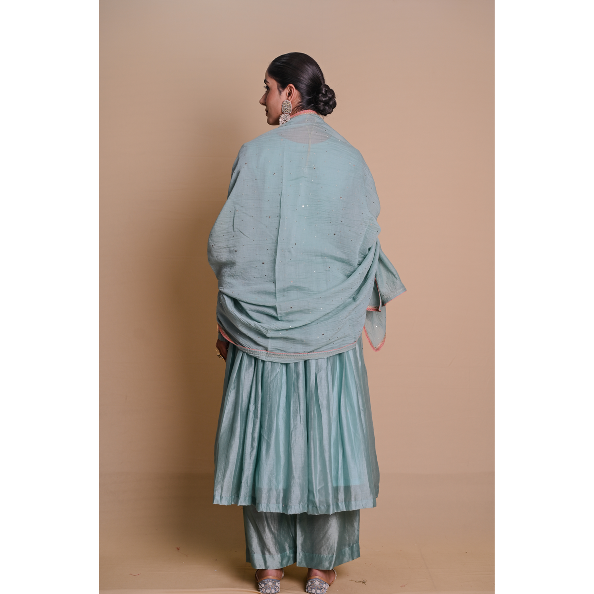 Skyblue Chanderi Anarkali