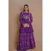 Purple floral lehenga & jacket set