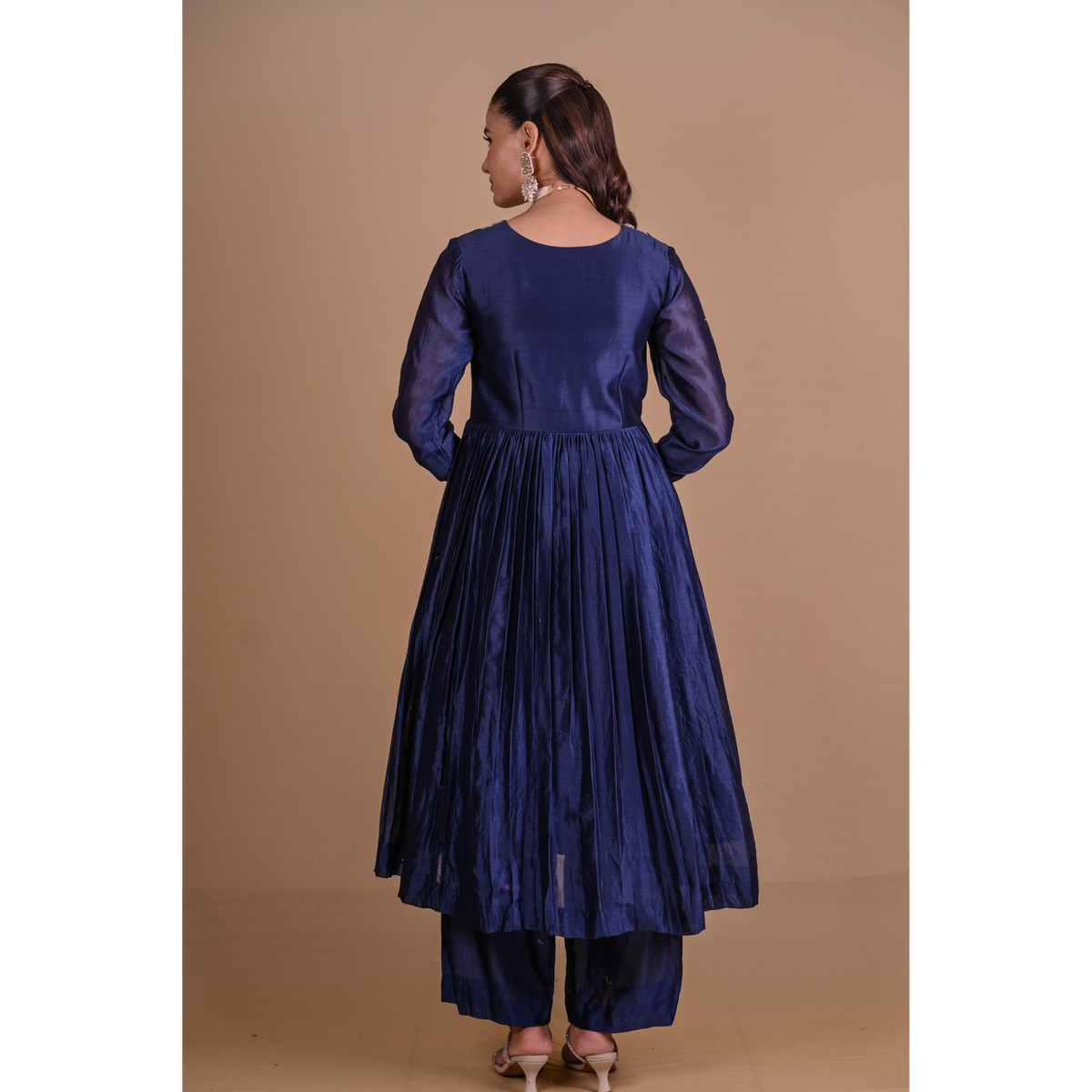 Navy Blue Chanderi Anarkali