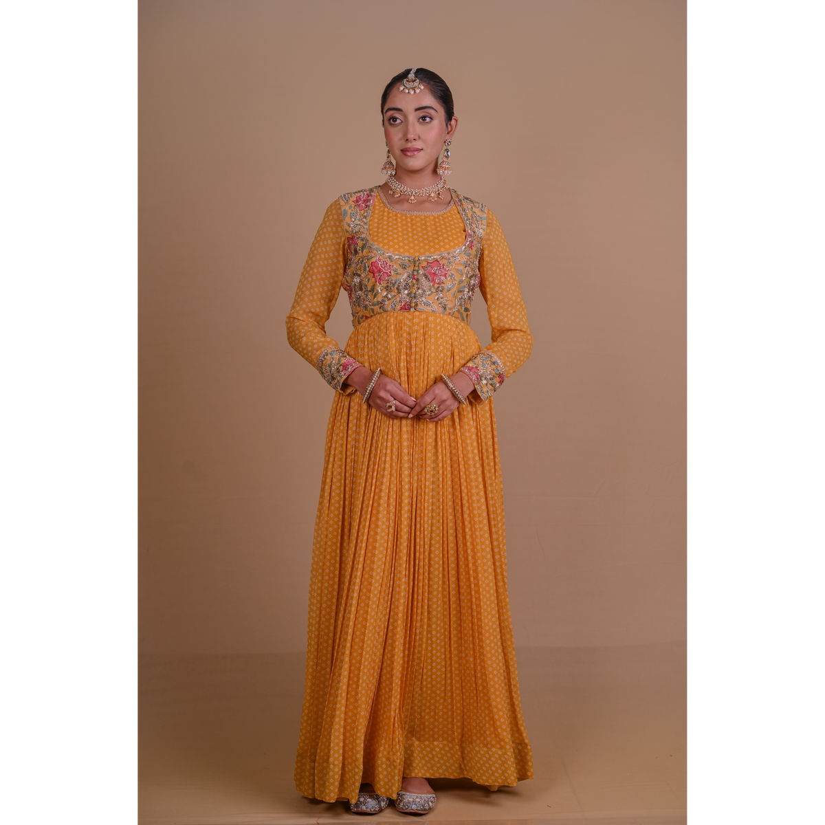 Yellow Anarkali & Jacket set