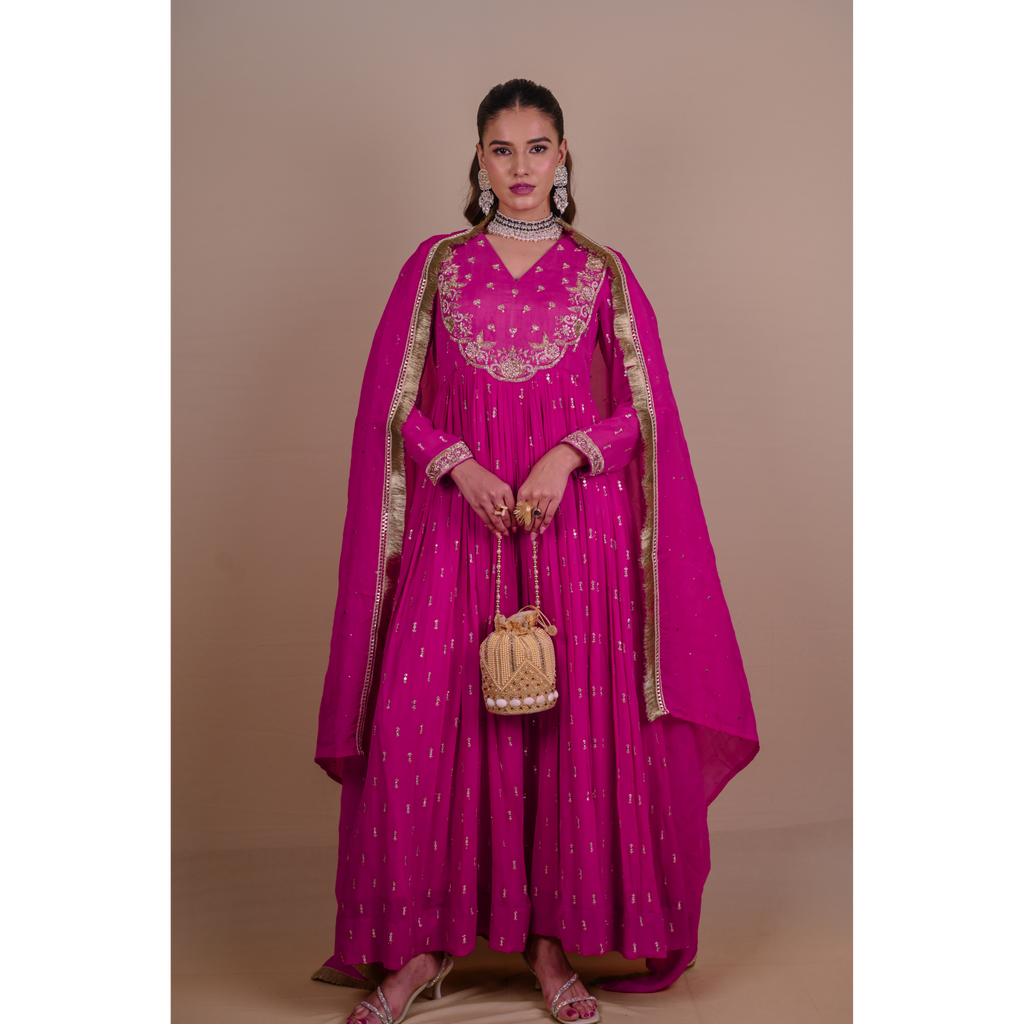 Rani Pink Anarkali set