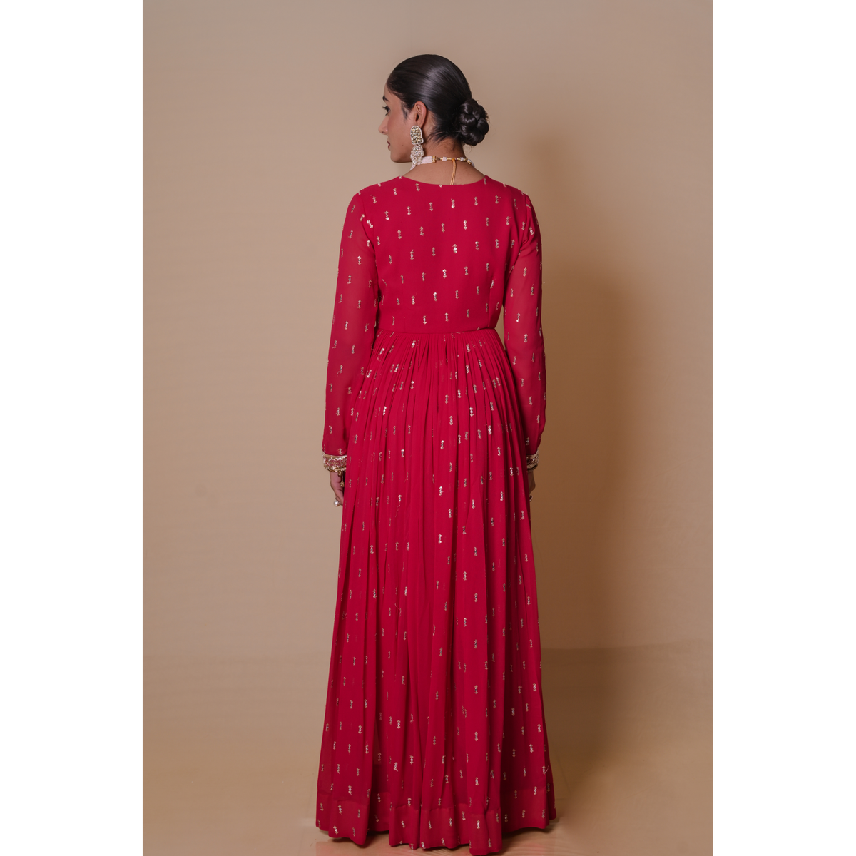 Red Anarkali set