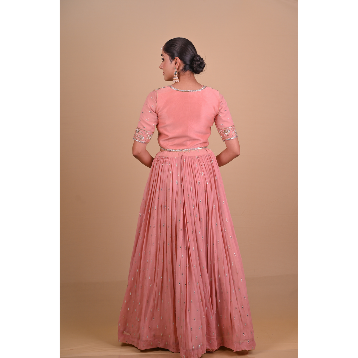 Peach lehenga & jacket set