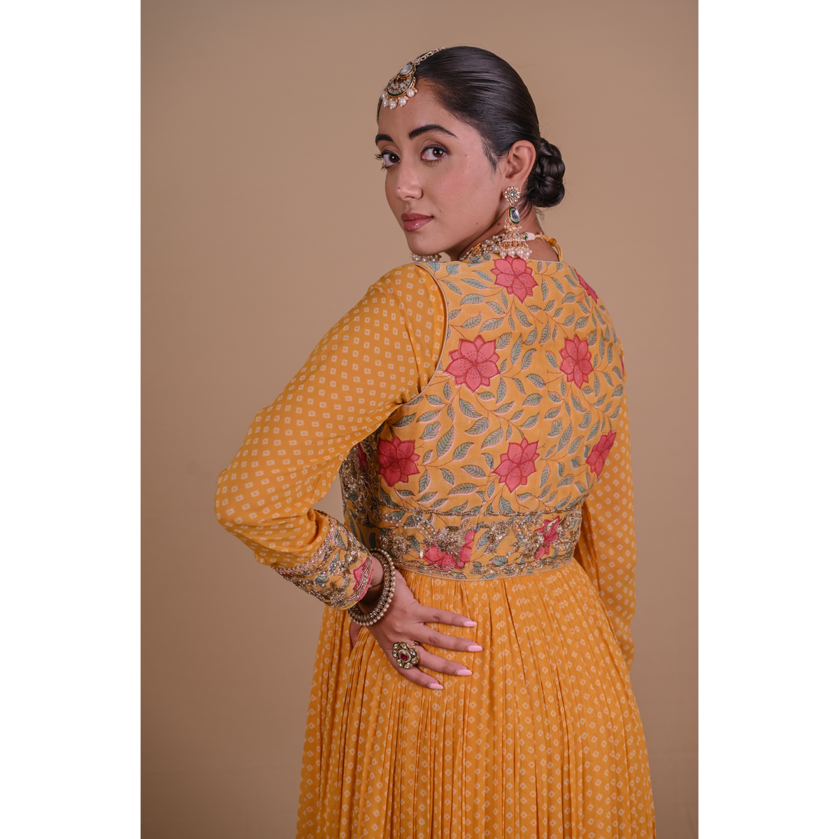 Yellow Anarkali & Jacket set