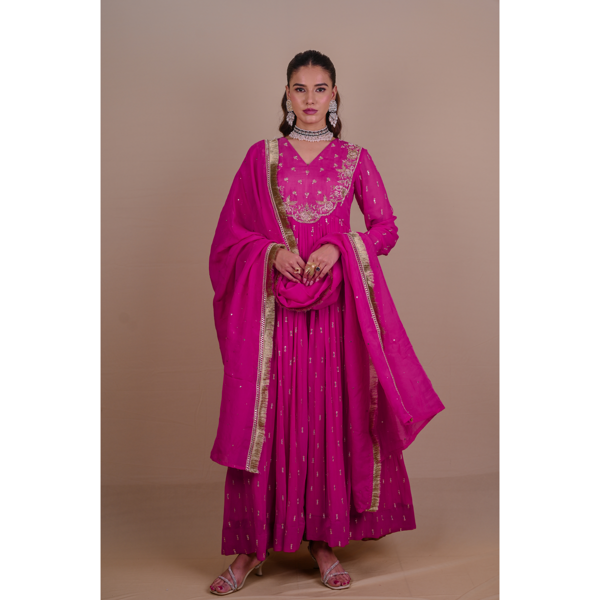 Rani Pink Anarkali set