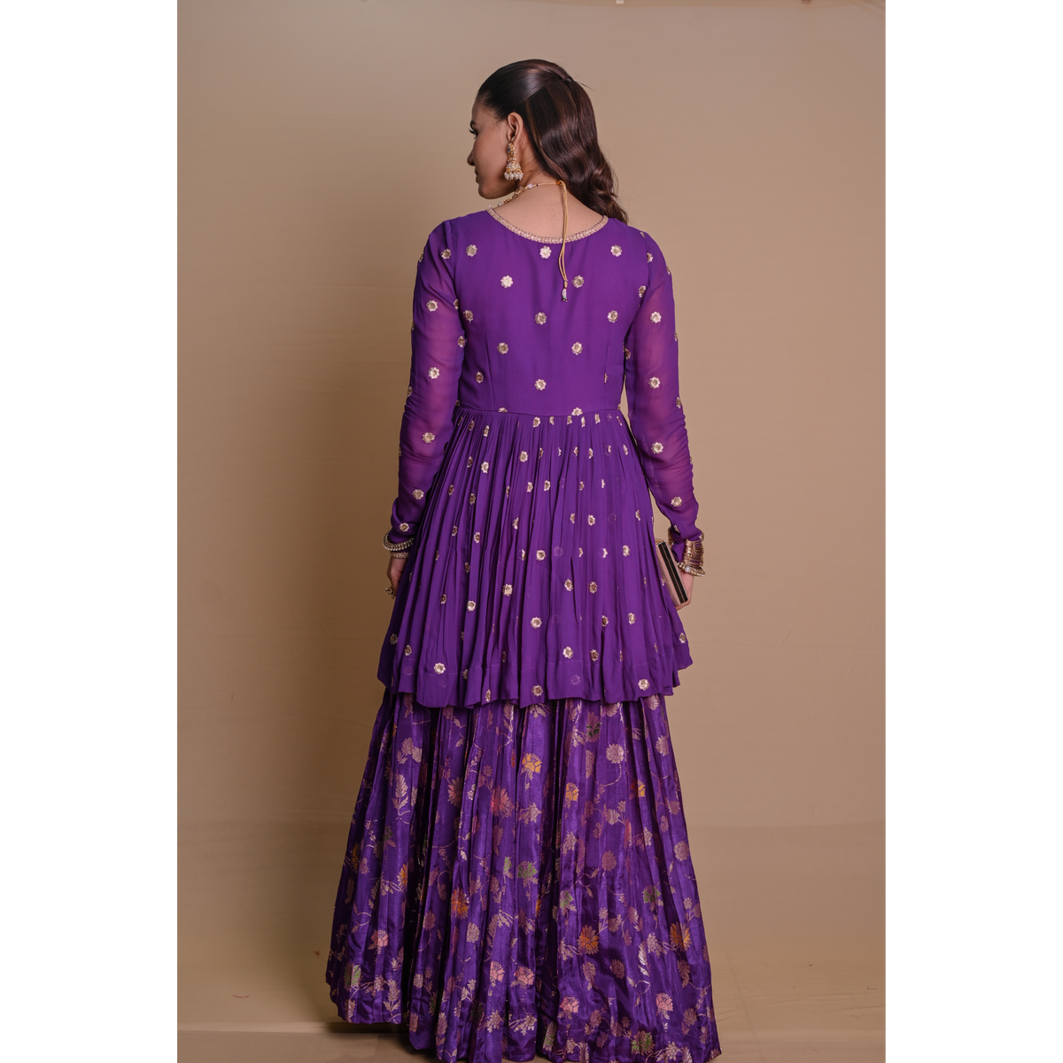 Purple floral lehenga & jacket set
