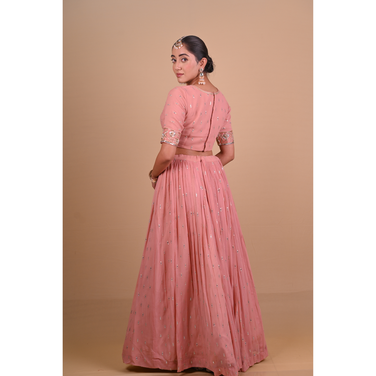 Peach lehenga & jacket set