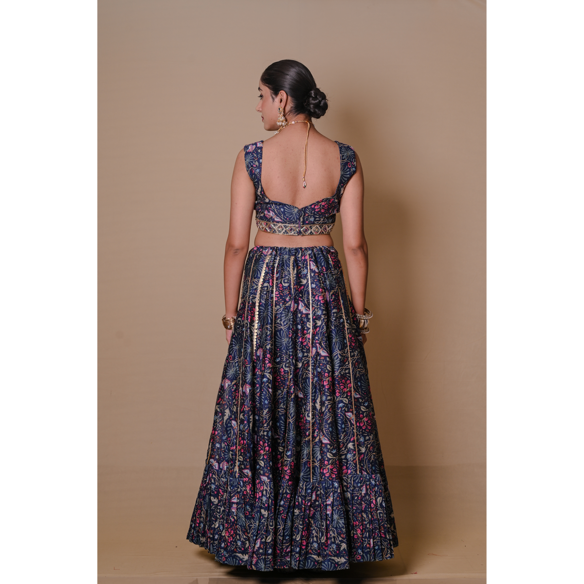 Navy blue lehenga & jacket set